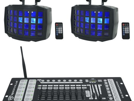 Rockville (2) BD20 Battery Powered DJ Party Derby Lights w Wireless DMX Controller Online Sale