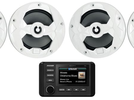 Kicker KMC4 2-Zone Marine Bluetooth Receiver+(4) White JBL 6.5  75w RMS Speakers Online