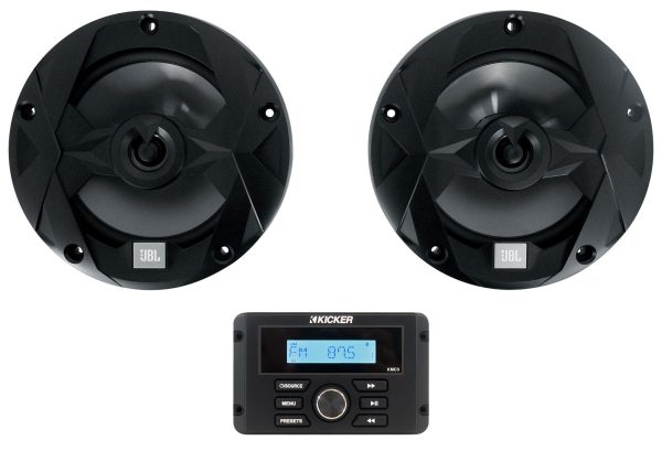 KICKER KMC3 Marine Digital Media Receiver w Bluetooth+2) Black JBL 6.5  Speakers Cheap