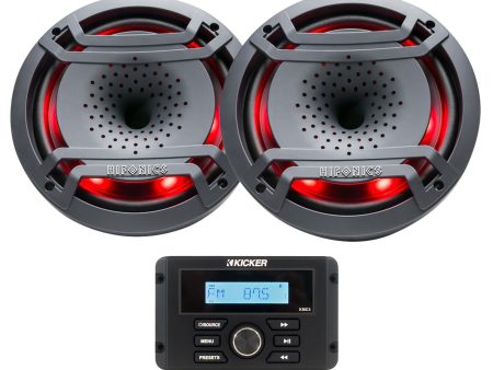 Kicker 46KMC3 Marine Bluetooth USB Gauge Receiver+(2) Hifonics 8  Speakers Cheap