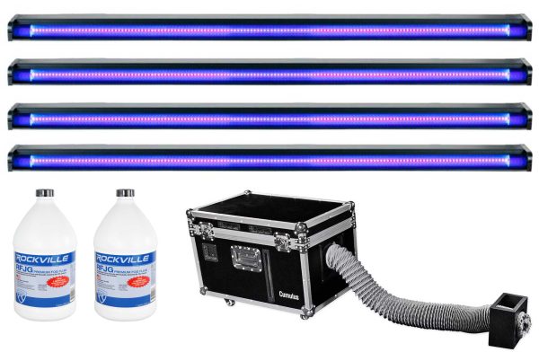 Chauvet DJ CUMULUS Fog Machine DMX Fogger+Case+Fluid+(4) 48  Black Light Strips Online