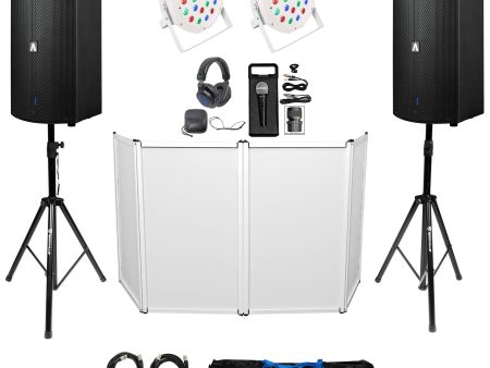 DJ Package w Avante Audio A10X 10  Speakers+Stands+Mic+Headphones+Facade+Lights Cheap