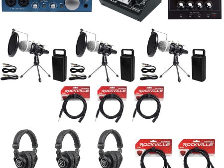 Presonus AudioBox iTwo 3-Person Podcast Podcasting Recording Kit Mics+Headphones For Discount