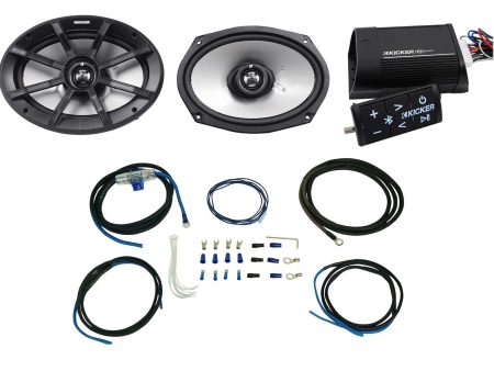 (2) Kicker 40PS694 6x9  180w Motorcycle ATV Speakers+Bluetooth Amplifier+Amp Kit Hot on Sale