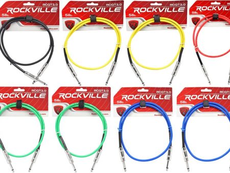 10 Rockville 3   1 4  TS - 1 4   TS Guitar Instrument Cable (5 Colorsx2 of each) Discount