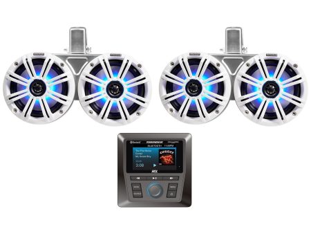 2) KICKER 45KMTDC65W Dual 6.5  390w Marine Wakeboard Tower LED Speakers+Receiver Online Hot Sale