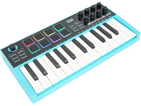 Rockville M25 25 Key USB Wireless MIDI Keyboard Controller With Bluetooth+8 Pads Online Hot Sale