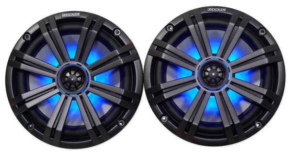 (4) KICKER 45KM84L 8  1200 Watt Marine Boat Wakeboard Tower Speakers w LED s KM8 Cheap