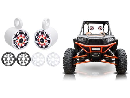 Pair KICKER 45KM654L 6.5  390w White LED Tower Speakers For Polaris RZR ATV UTV Supply