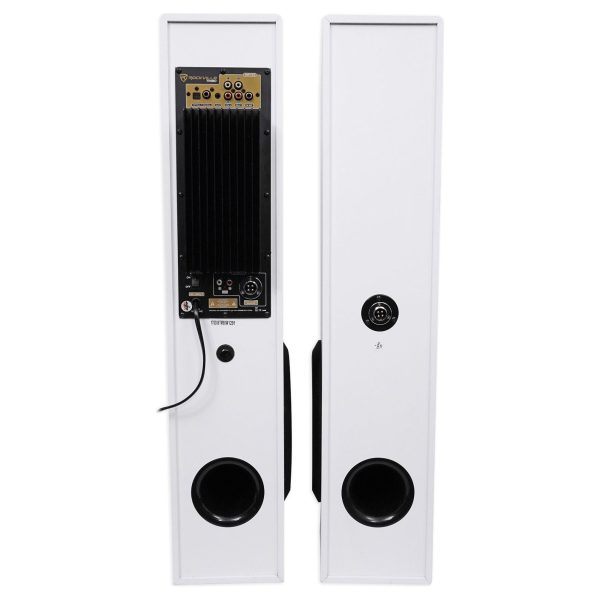 Rockville TM80W White Powered Home Theater Tower Speakers 8  Sub Bluetooth USB Sale