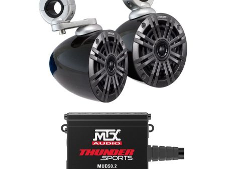 (2) Kicker 45KM44 4  150 Watt Rollbar Tower Speakers+MTX Amplifier 4 ATV UTVCART Online Sale