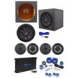 4) Rockville 6.5  Car Speakers+Kicker 12  Subwoofer+5-Channel Amplifier+Wire Kit For Discount