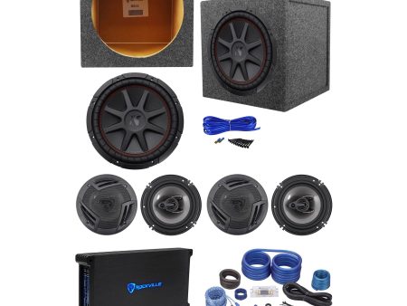 4) Rockville 6.5  Car Speakers+Kicker 12  Subwoofer+5-Channel Amplifier+Wire Kit For Discount