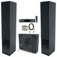 (2) Rockville RockTower 68B Home Tower Speakers+Amplifier+Under Behind Couch Sub Hot on Sale