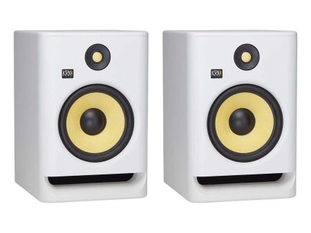 (2) KRK ROKIT RP8 G4 8  Bi-Amped Studio Monitor DSP Speakers White Noise Edition For Cheap