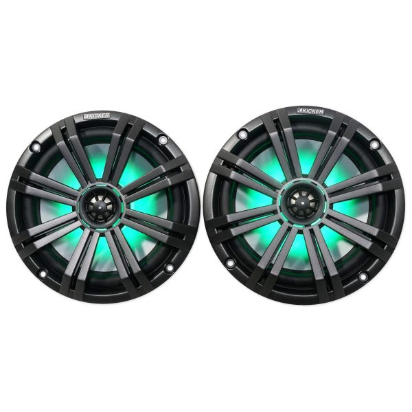 2) Dual KICKER 45KM84L 8  1200 Watt Marine Boat LED Wakeboard Tower Speakers KM8 Hot on Sale