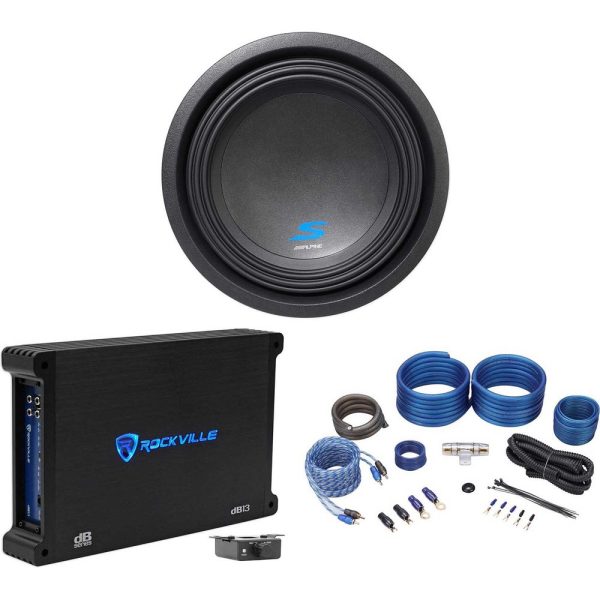 Alpine S-W10D4 10  1800w Dual 4-Ohm Car Audio Subwoofer+Mono Amplifier+Amp Kit Online