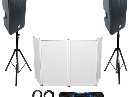 DJ Package w (2) Rockville DX12 500w RMS PA Speakers+Facade+Stands+Cables+Bag Hot on Sale