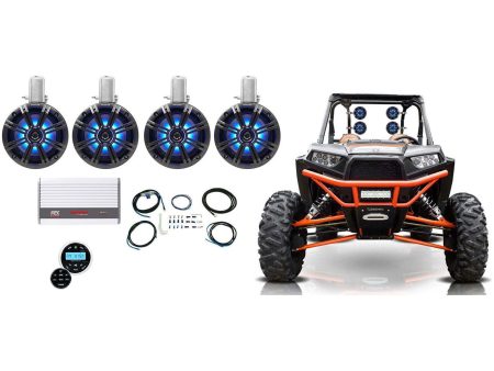 (4) KICKER 45KMTC65 6.5  780w Tower LED Speakers+Amp+Receiver For RZR ATV Cart Online Sale