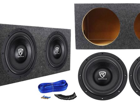 (2) Rockville W10K6D4 V2 10  4000w Car Audio Subwoofers+Sealed Sub Box Enclosure on Sale