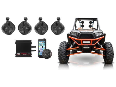 Polaris RZR (4) 8  Tower Speakers+4-Channel Amplifier Amp+Bluetooth Controller Sale