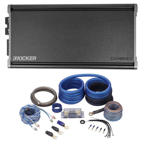 KICKER 46CXA18001T CXA1800.1 1800 Watt RMS Mono Car Audio Amplifier+Amp Kit Sale