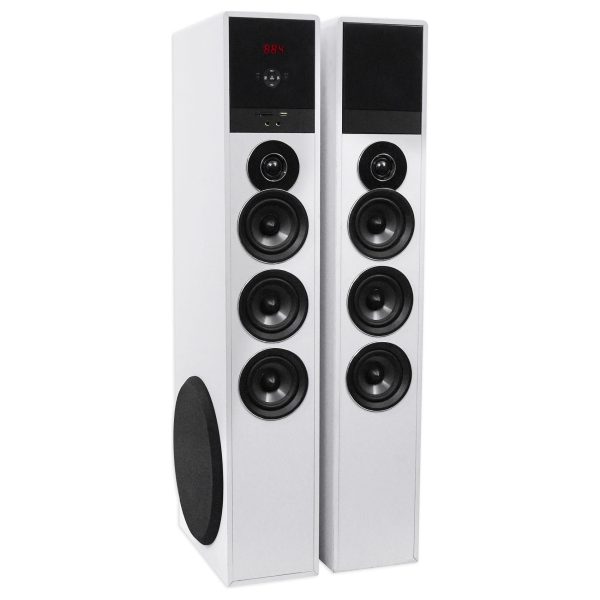 Tower Speaker Home Theater System w Sub For Samsung NU7100 Television TV-White Cheap