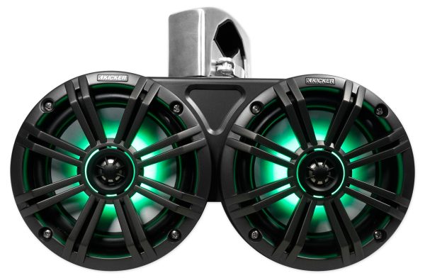 2) KICKER 45KMTDC65 Dual 6.5  LED Tower+(2) Marine Speakers+Amp For RZR ATV UTV Discount