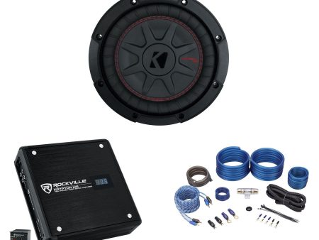 Kicker 48CWRT82 COMPRT8 600w 8  Shallow Car Subwoofer Sub+Mono Amplifier+Amp Kit For Sale