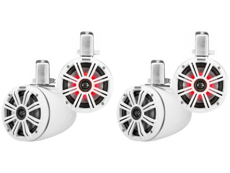 (4) KICKER 45KMTC65W 6.5  780 Watt Marine Boat Wakeboard Tower Speakers w LED s Supply