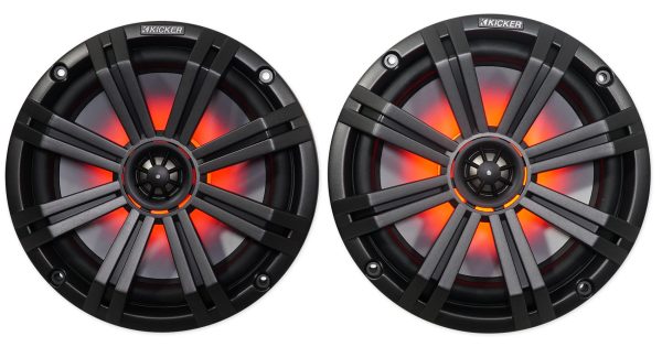 2) Dual KICKER 45KM84L 8  1200w Marine Boat LED Wakeboard Speakers+Amplifier+Kit on Sale