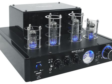 Rockville BluTube LED 70w Bluetooth Tube Amplifier Home Stereo Receiver in Black For Discount