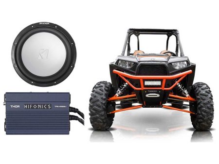 KICKER 45KM102 10  350w Subwoofer+Hifonics Amp for Polaris RZR ATV UTV Cart Online