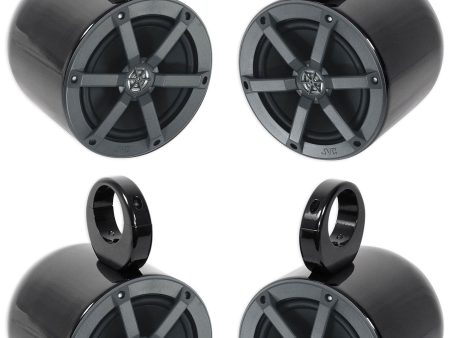 (4) JVC CS-MS620 Black 6.5  50 Watts RMS Marine Wakeboard Tower Boat Speakers Hot on Sale