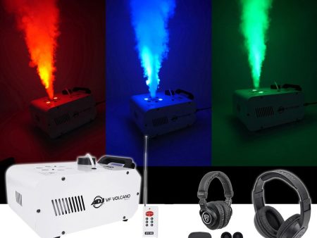 American DJ ADJ Fog Smoke Machine, LED, Pyro FX, Color Mixing+(2) Headphones For Discount