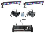 (2) ADJ ElectraPix Bar 16 Wireless DMX RGBAL+UV Light Bars+Control+Hazer+Fogger Fashion