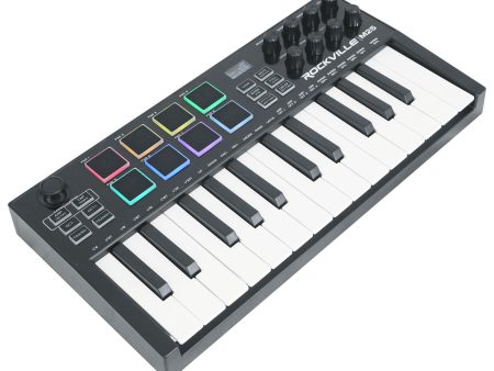 Rockville M25 BLACK 25 Key USB Wireless MIDI Keyboard Controller With Bluetooth Online now