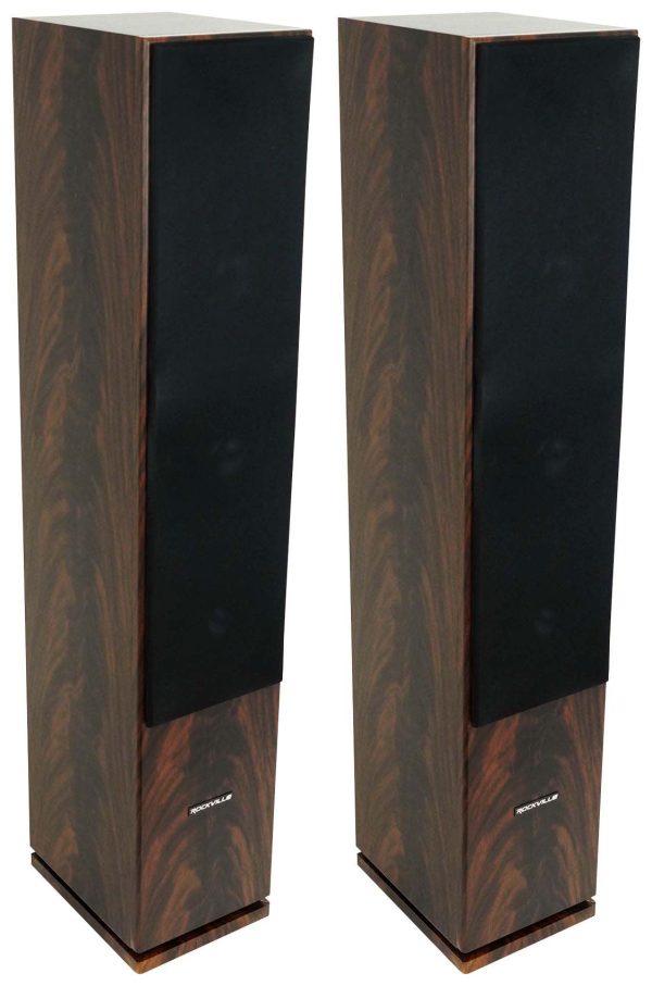 (2) Rockville RockTower 64D Dark Wood Home Audio Tower Speakers Passive 4 Ohm For Sale