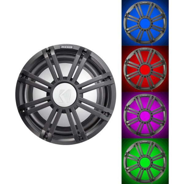 KICKER 45KMF104 10  Free Air Marine Subwoofer Sub KMF10+Charcoal Grille w LED s Hot on Sale