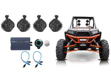 (4) Rockville 8  Tower Speakers+Hifonics 4-Ch Amp+Bluetooth Control RZR ATV UTV Sale