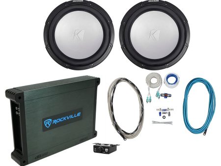 2) KICKER 45KMF124 12  350w Free-Air Marine Boat Subwoofers+Mono Amplifier+Wires on Sale