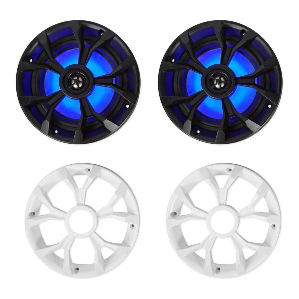 (2) Rockville RKL65MBW Dual 6.5  Marine Wakeboard LED Speakers+Amplifier+Wires Online