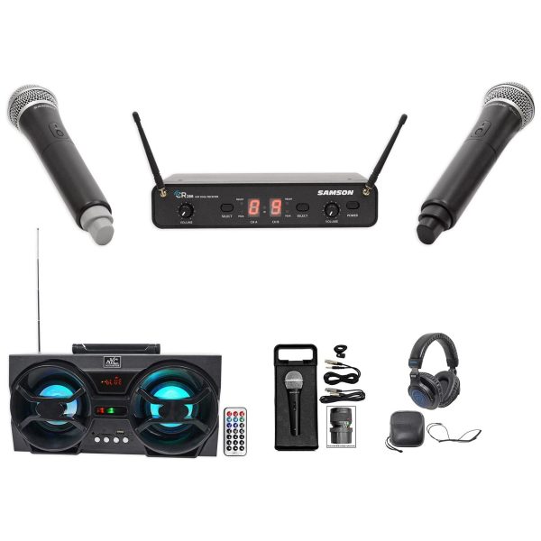 Samson Concert 288 Handheld 2-Ch Wireless Microphone System w 2 Mics+Headphones Online now