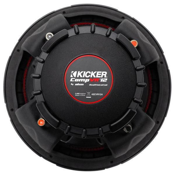 Kicker 43CVR124 COMPVR 800 Watt 12  4-Ohm DVC Car Stereo Subwoofer Sub CVR12-4 For Discount