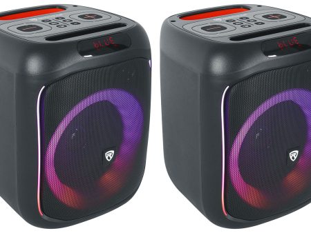 2 Rockville ROCKBOX PRO V2 6.5  150w Portable Bluetooth Speakers w Wireless Link Supply