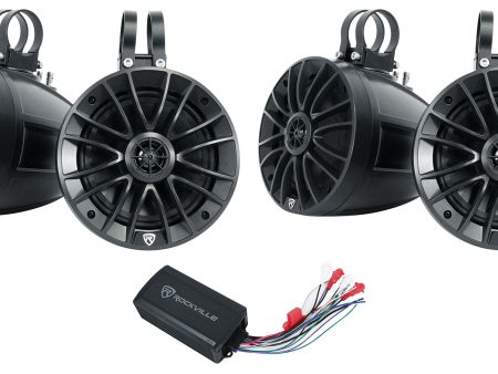 (4) Rockville UT65B 6.5  Tower Speakers+PS40 Bluetooth Amplifier For ATV UTV RZR Online