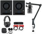 (2) Presonus Eris Pro 4 Powered 4  Studio Monitors+Interface+Mic+Headphones+Boom Hot on Sale