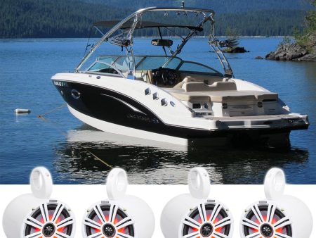 (4) KICKER 45KM84L 8  1200w Marine Boat Wakeboard Tower Speakers w LED s KM8 Online