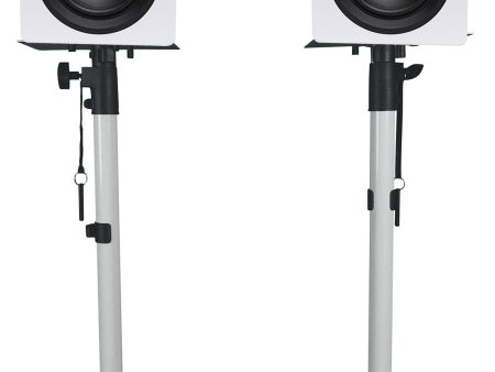 Pair of Rockville DPM5W 5.25 inch Powered Studio Monitor Speakers and White Adjustable Stands Online Hot Sale