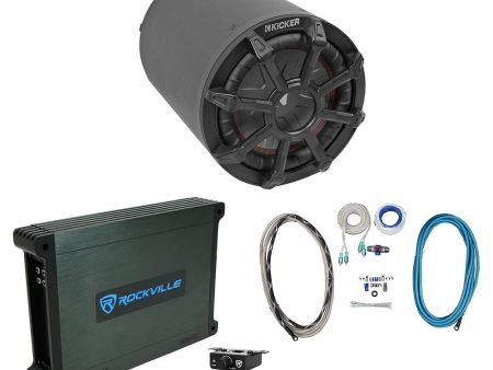 KICKER 46CWTB82 TB 8  600w Marine Loaded Subwoofer Enclosure+Mono Amp+Wire Kit Sale